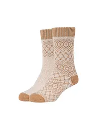 CAMANO | Calcetines de ocio para mujer Cosy Jacquard, paquete de 2 | Beige