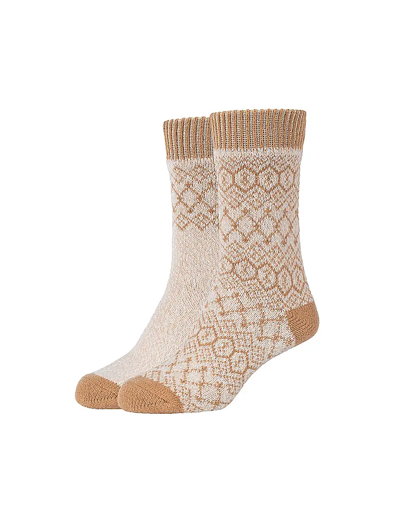 CAMANO | Calcetines de ocio para mujer Cosy Jacquard, paquete de 2 | Beige