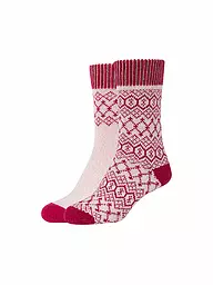 CAMANO | Calcetines de ocio para mujer Cosy Jacquard, paquete de 2 | Rojo oscuro