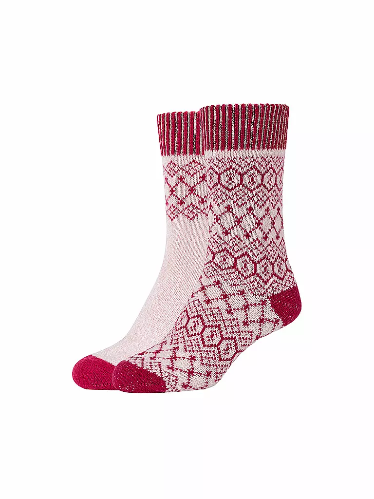 CAMANO | Calcetines de ocio para mujer Cosy Jacquard, paquete de 2. | Rojo oscuro