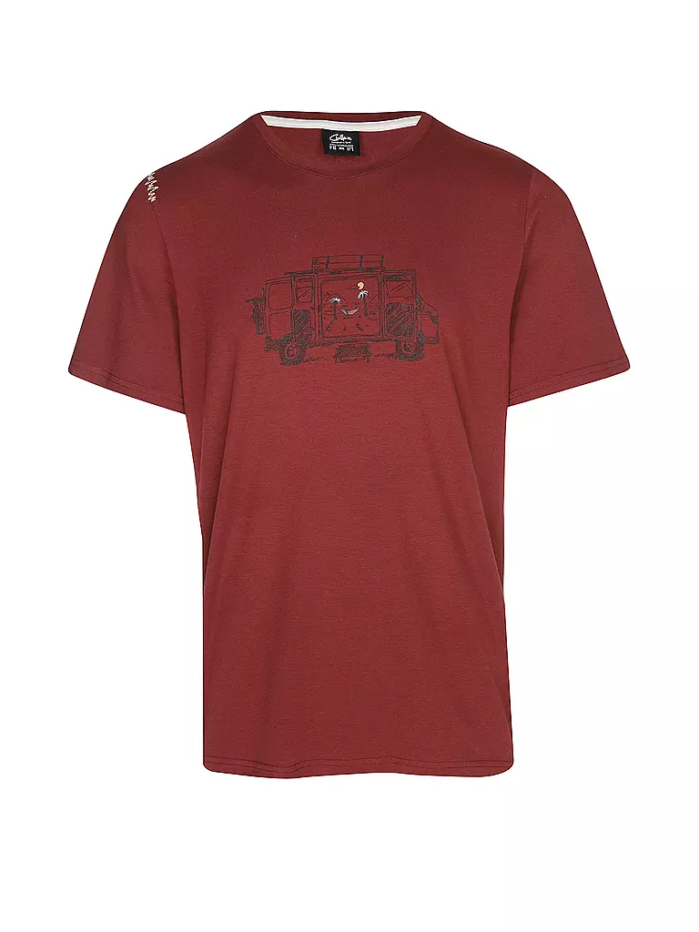 CHILLAZ | Camiseta de escalada Van Life para hombre | Rojo oscuro