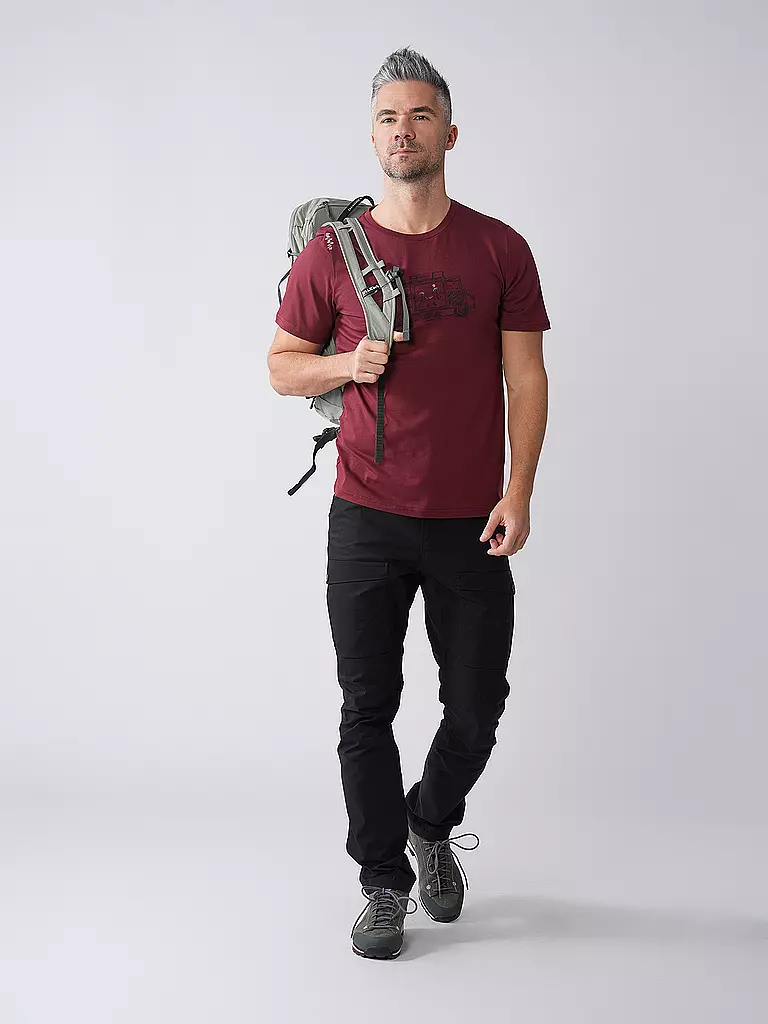 CHILLAZ | Camiseta de escalada Van Life para hombre | Rojo oscuro