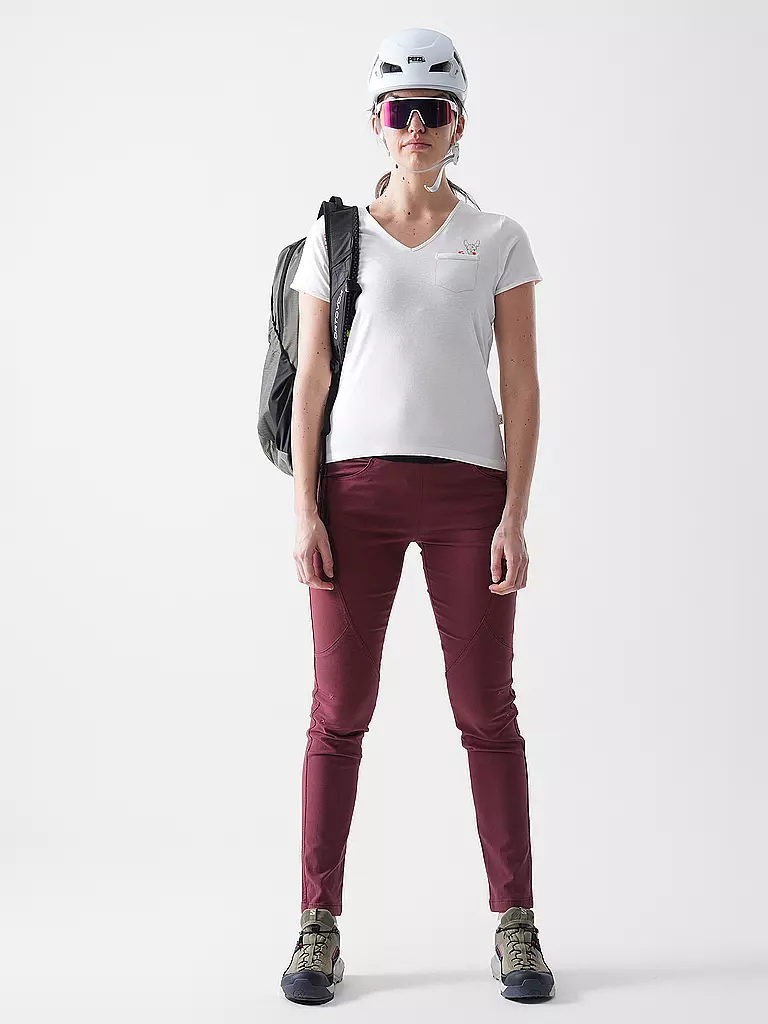 CHILLAZ | Pantalones de escalada Fuji 2.0 para mujer | Rojo oscuro