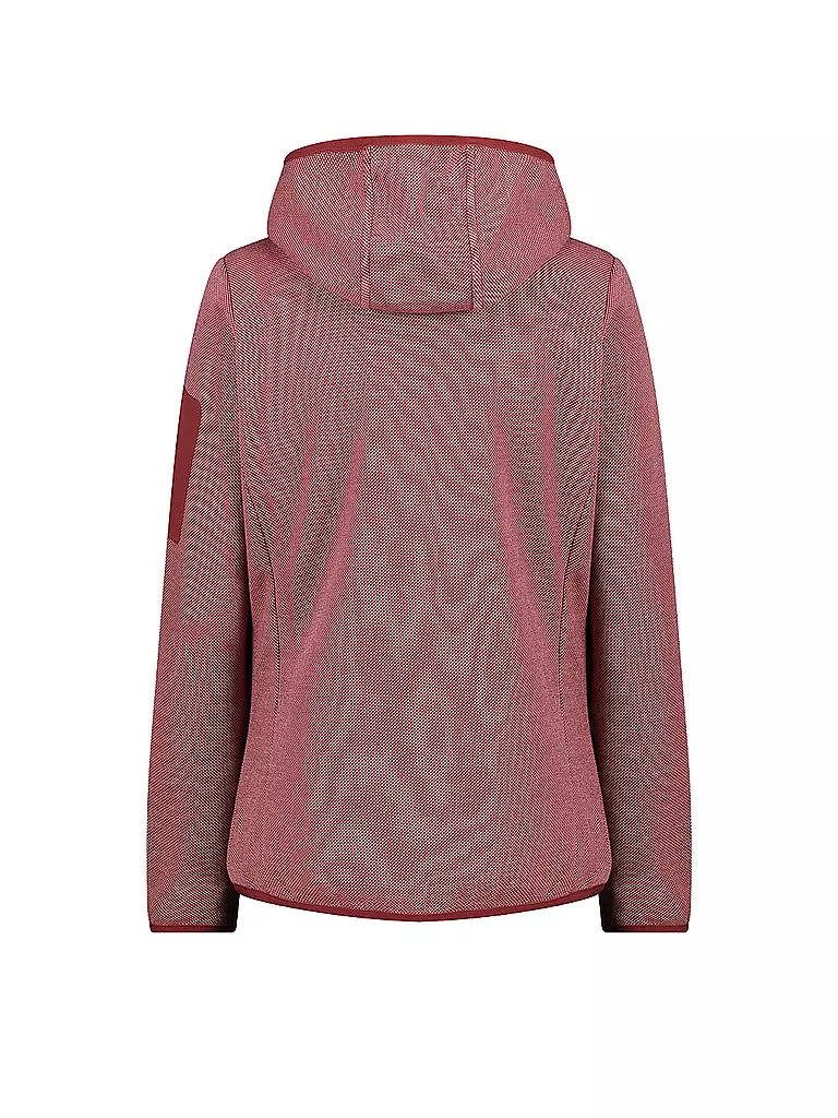 CMP | Damen Fleecejacke Jacquard Knitted Hoodie | Rojo oscuro