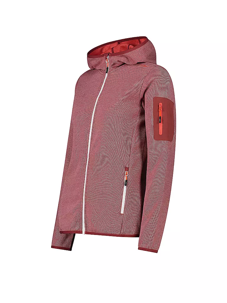 CMP | Damen Fleecejacke Jacquard Knitted Hoodie | Rojo oscuro