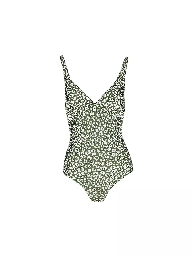 DARLING HARBOUR | Bañador de mujer con cuello en V | Oliva