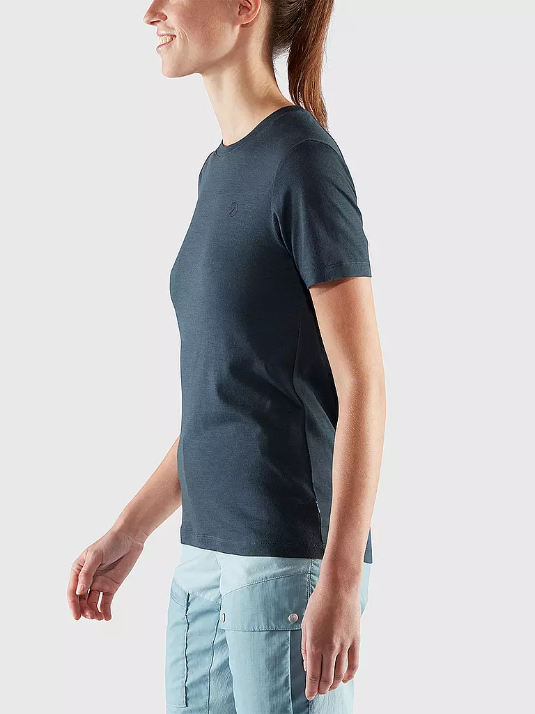 FJÄLLRÄVEN | Camiseta de mujer Abisko Wool SS W | Azul oscuro