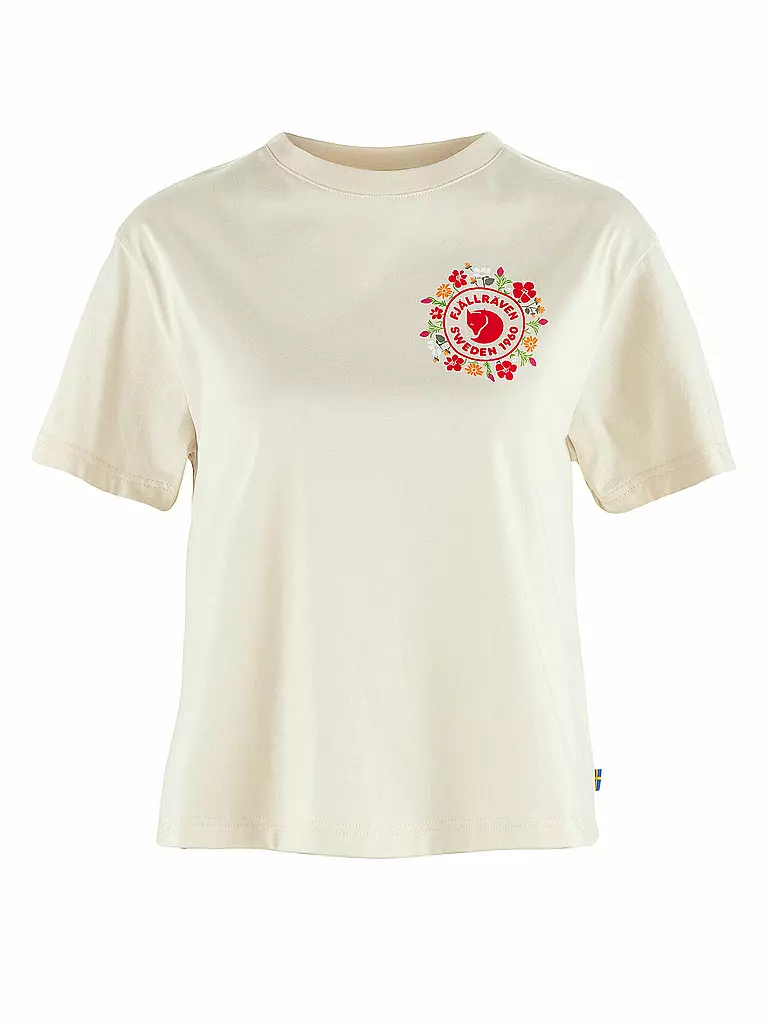 FJÄLLRÄVEN | Camiseta funcional de mujer Fjällblomster Logo | Blanco