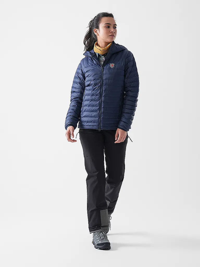 FJÄLLRÄVEN | Chaqueta aislante para mujer Expedition Lätt con capucha | Azul oscuro