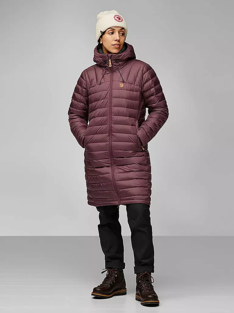 FJÄLLRÄVEN | Chaqueta de invierno para mujer Snow Flake Down Hoodie | Rojo oscuro