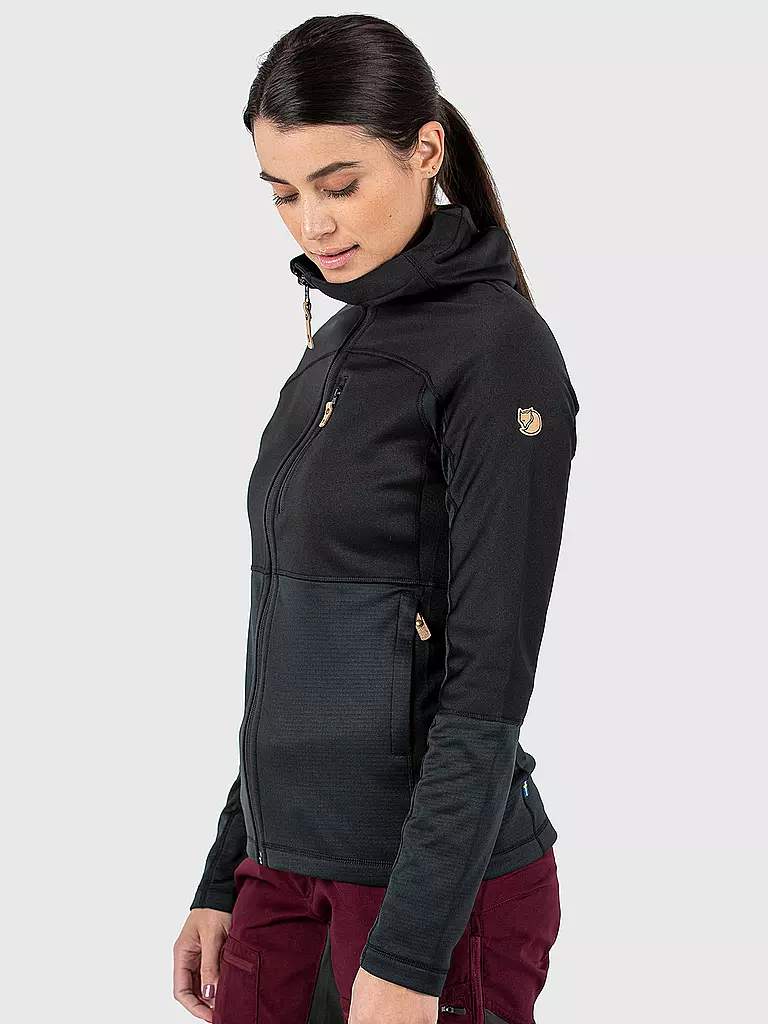 FJÄLLRÄVEN | Chaqueta polar para mujer Abisko Trail Hoodie | Negro