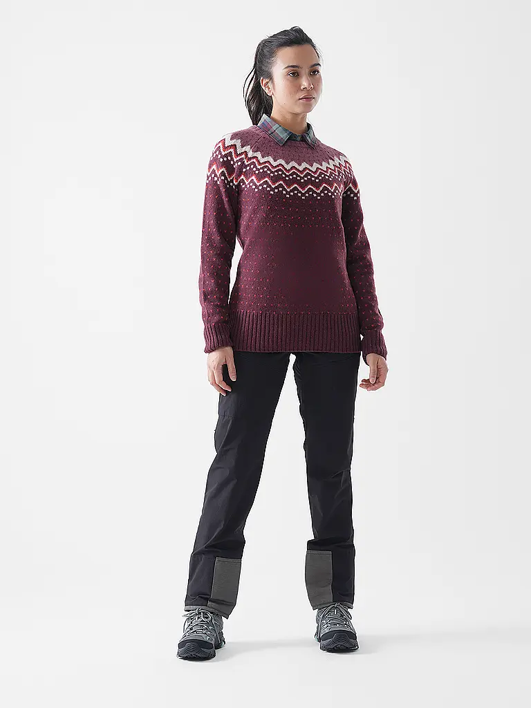 FJÄLLRÄVEN | Jersey funcional de lana Oevik Knit para mujer | Rojo oscuro