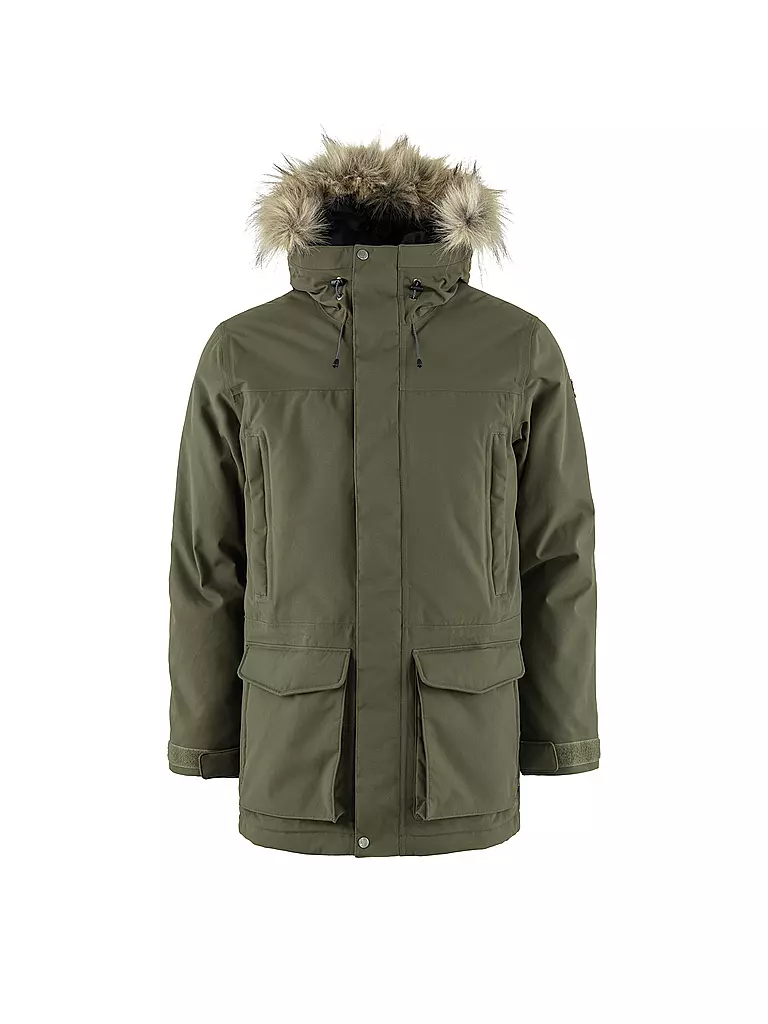FJÄLLRÄVEN | Parka de invierno para hombre Nuuk Lite con capucha | Oliva