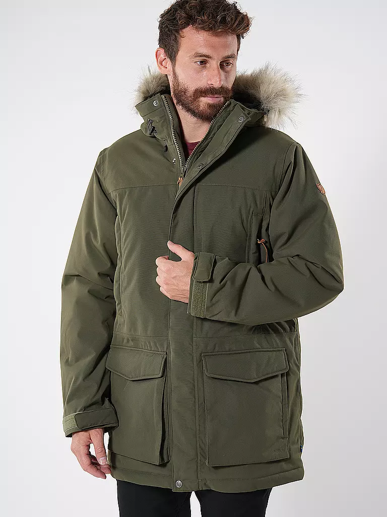FJÄLLRÄVEN | Parka de invierno para hombre Nuuk Lite con capucha | Oliva