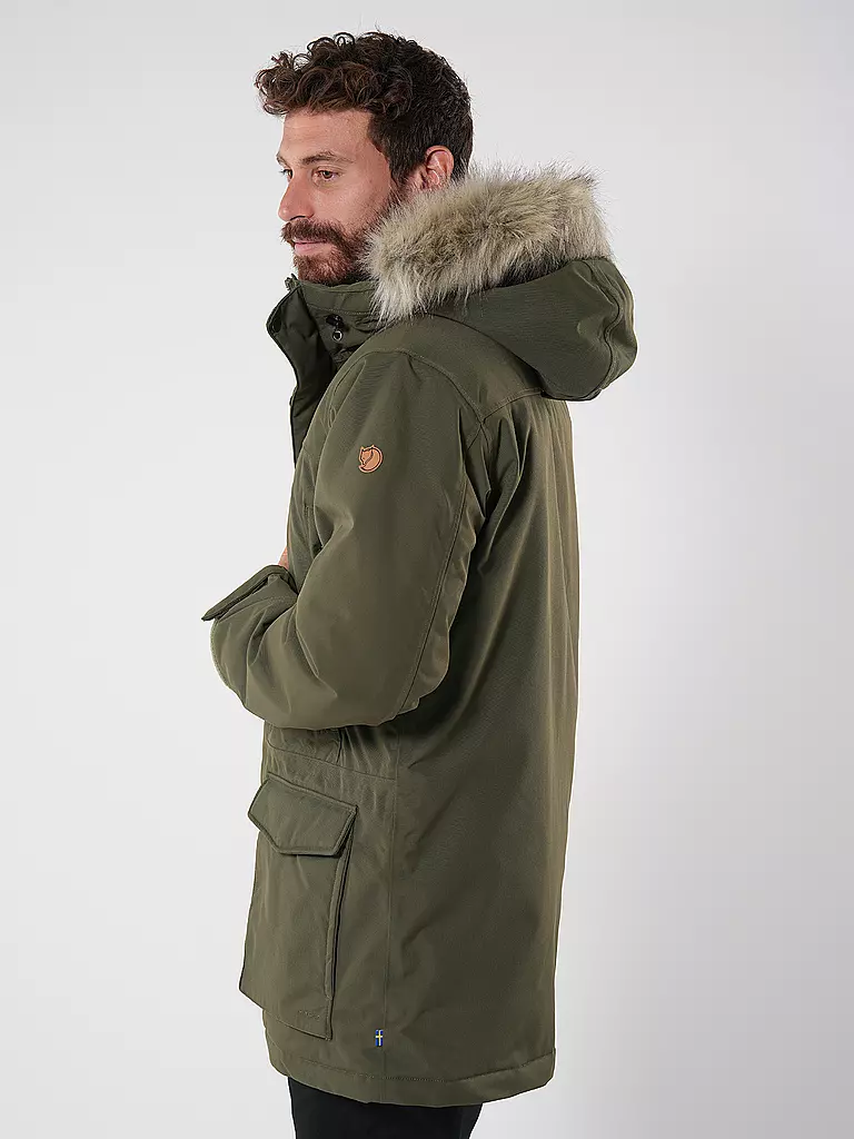 FJÄLLRÄVEN | Parka de invierno para hombre Nuuk Lite con capucha | Oliva