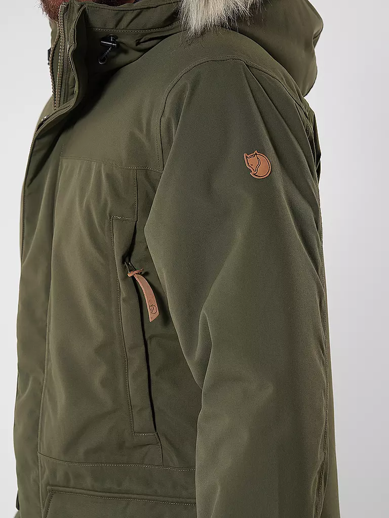 FJÄLLRÄVEN | Parka de invierno para hombre Nuuk Lite con capucha | Oliva