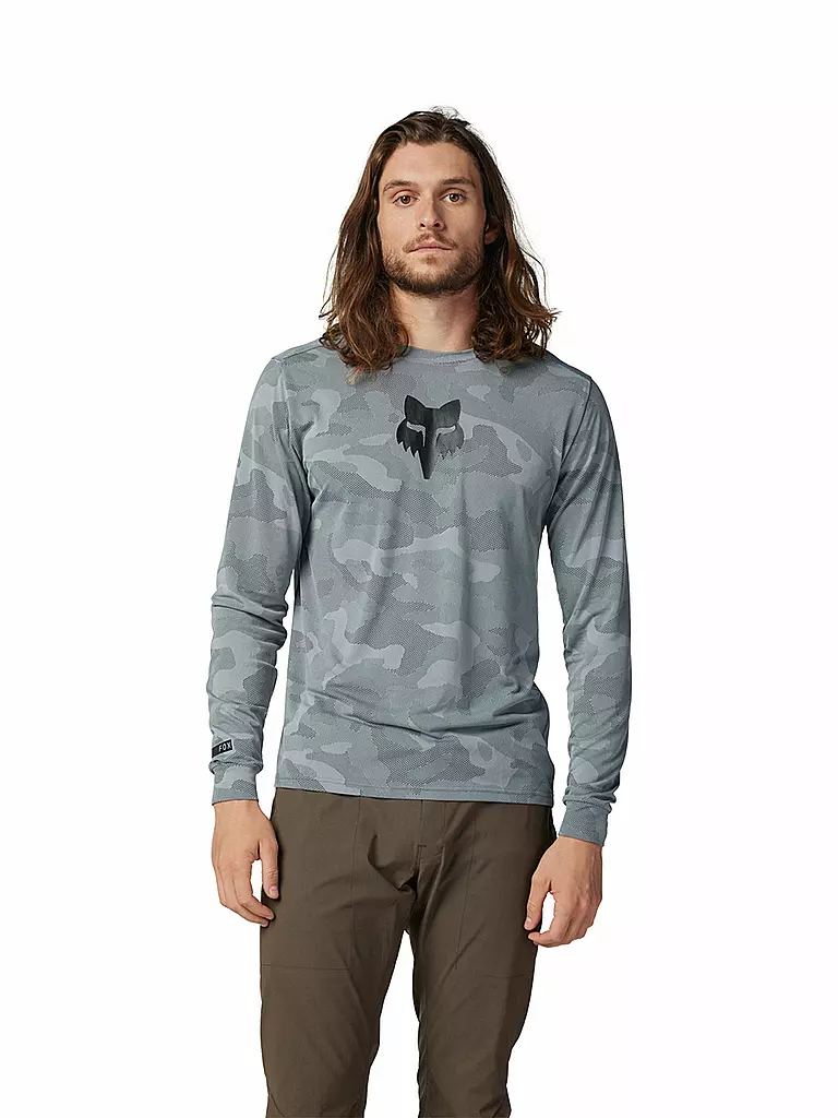 FOX | Herren Radshirt  Langarm-Jersey Ranger TruDri™ | Gris claro
