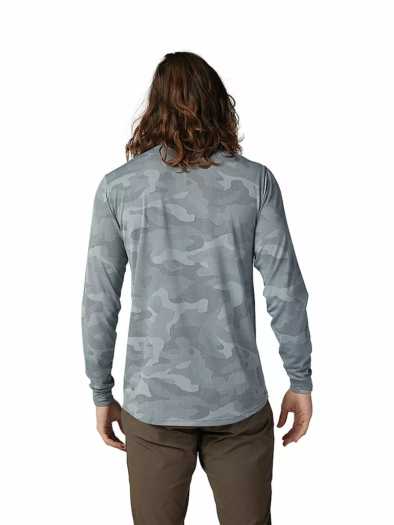 FOX | Herren Radshirt  Langarm-Jersey Ranger TruDri™ | Gris claro
