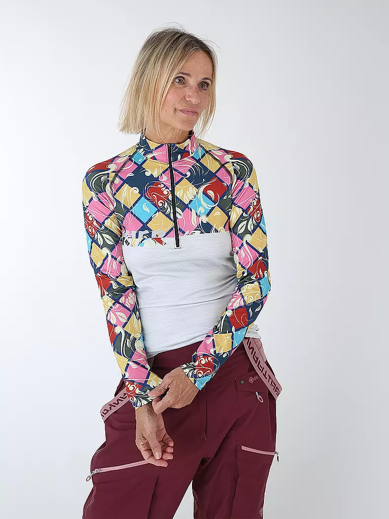 FREISEIN | Camiseta interior con cremallera para mujer Ski Mounten | Gris claro