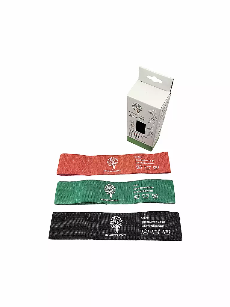 HUMANWERKSTATT | Set de 3 bandas de entrenamiento de tela | Multicolor