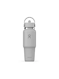 HYDRO FLASK | Botella de agua de viaje de boca ancha de 32 oz con tapa de pajita flexible | Gris claro