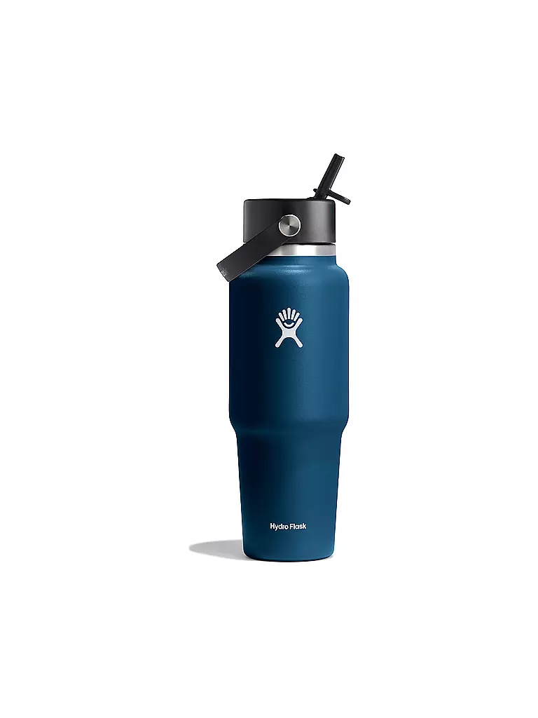HYDRO FLASK | Botella de agua de 32 oz de boca ancha para viaje con tapa de pajita flexible | Azul oscuro