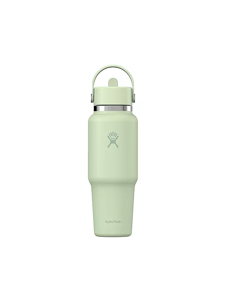 HYDRO FLASK | Botella de agua de 32 oz de boca ancha para viaje con tapa de pajita flexible | Verde claro