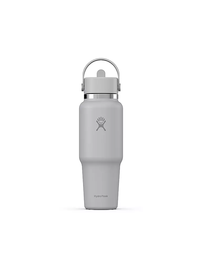 HYDRO FLASK | Botella de agua de 32 oz de boca ancha para viaje con tapa de pajita flexible | Gris claro