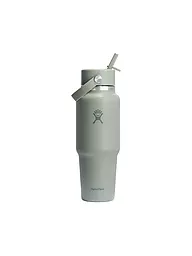 HYDRO FLASK | Botella de agua de viaje de boca ancha de 32 oz con tapa de pajita flexible | Oliva