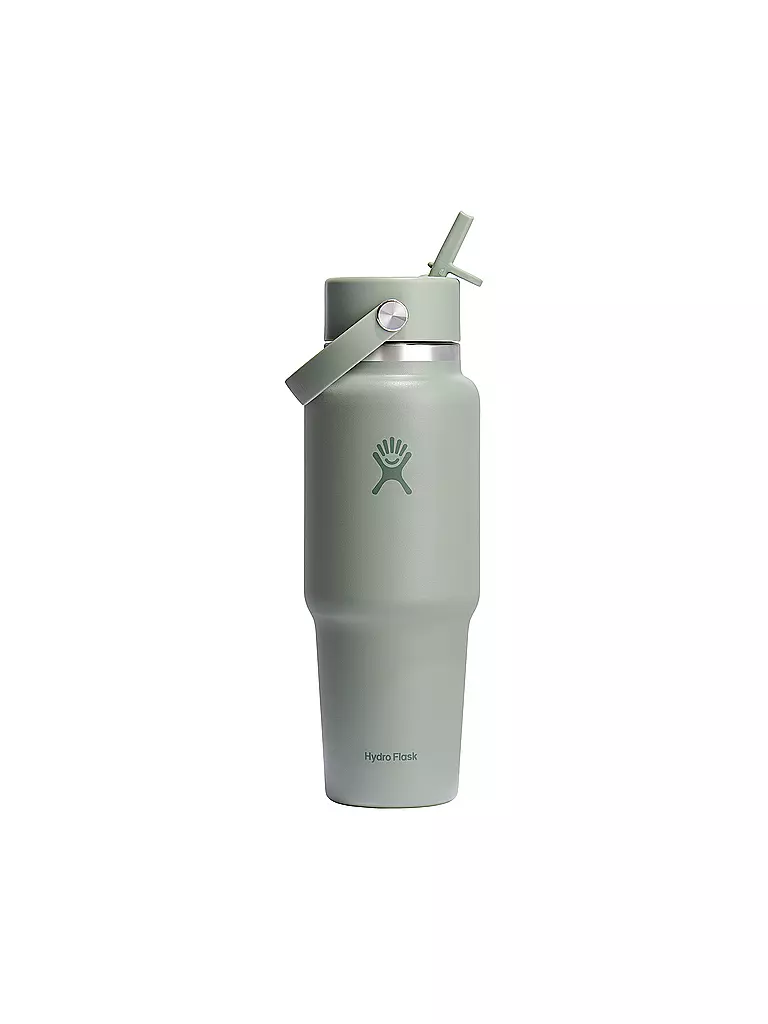 HYDRO FLASK | Botella de agua de viaje de boca ancha de 32 oz con tapa de pajita flexible | Oliva