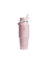 HYDRO FLASK | Botella de agua de viaje de boca ancha de 32 oz con tapa de pajita flexible | Rosa