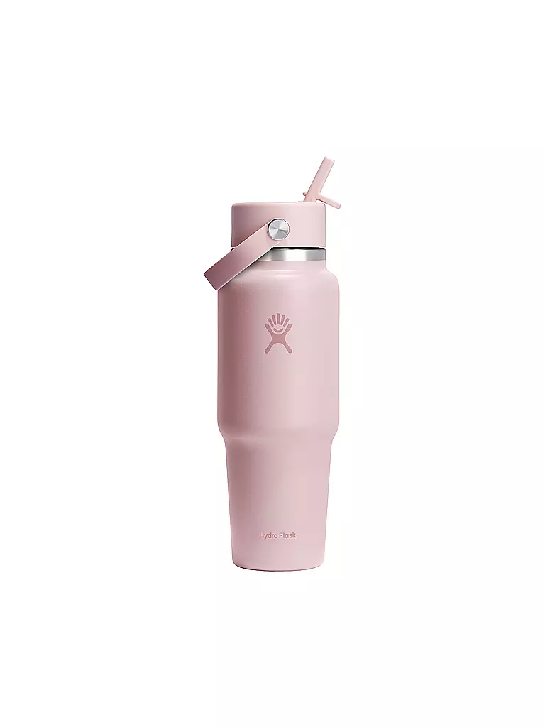 HYDRO FLASK | Botella de viaje de boca ancha de 32 oz con tapa de pajita flexible | Rosa
