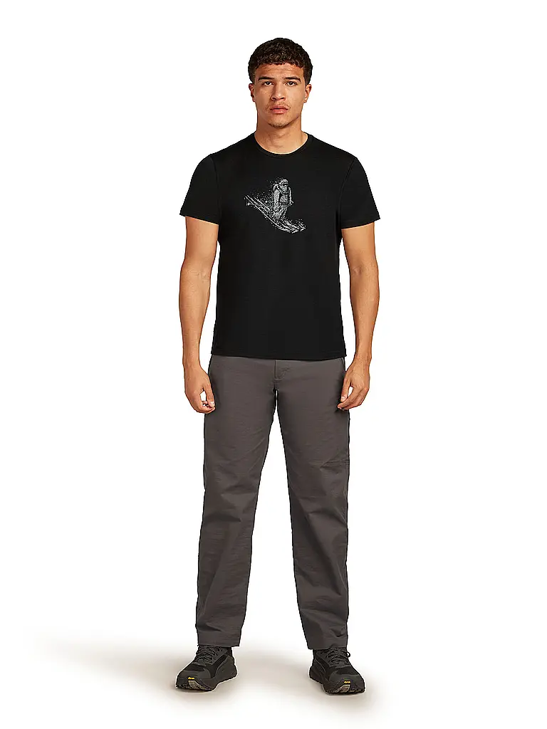 ICEBREAKER | Camiseta funcional de hombre Skiing Yeti 150 Merino con estampado | Negro