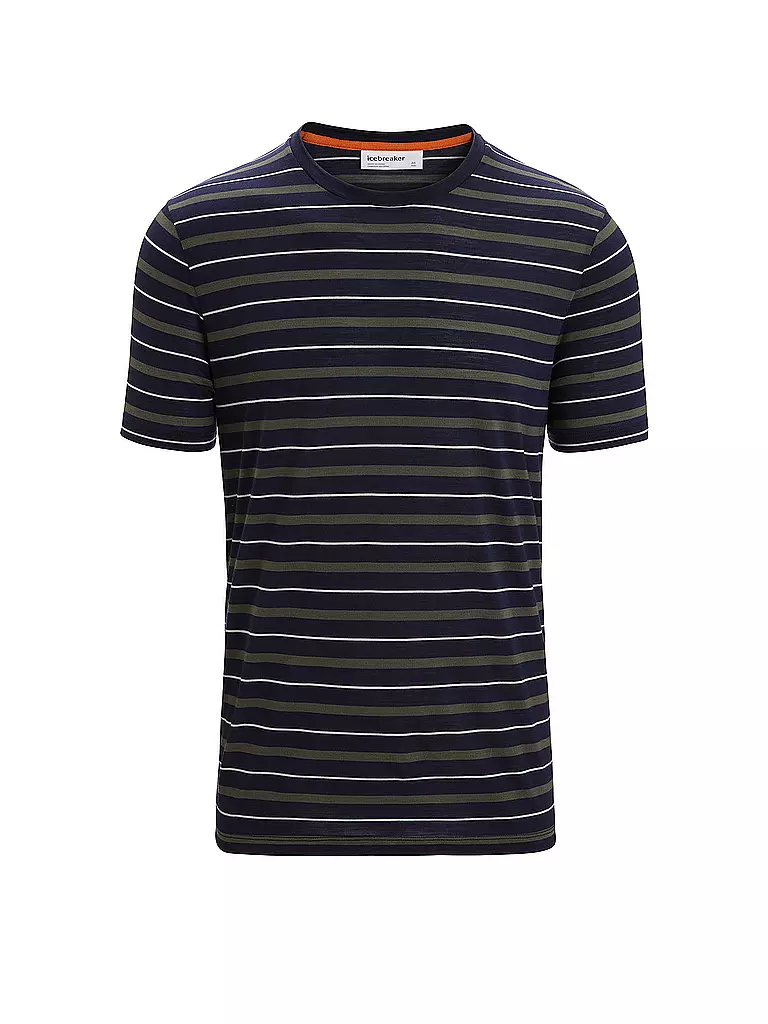 ICEBREAKER | Camiseta funcional de hombre Wave Stripe | Azul oscuro