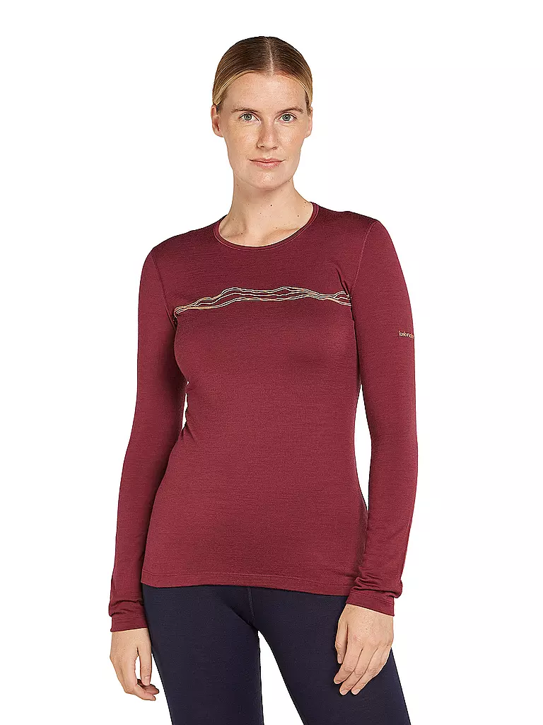 ICEBREAKER | Camiseta funcional de mujer Mountain Pulse 200 | Rojo oscuro