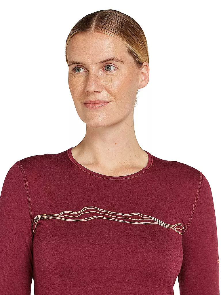 ICEBREAKER | Camiseta funcional de mujer Mountain Pulse 200 | Rojo oscuro