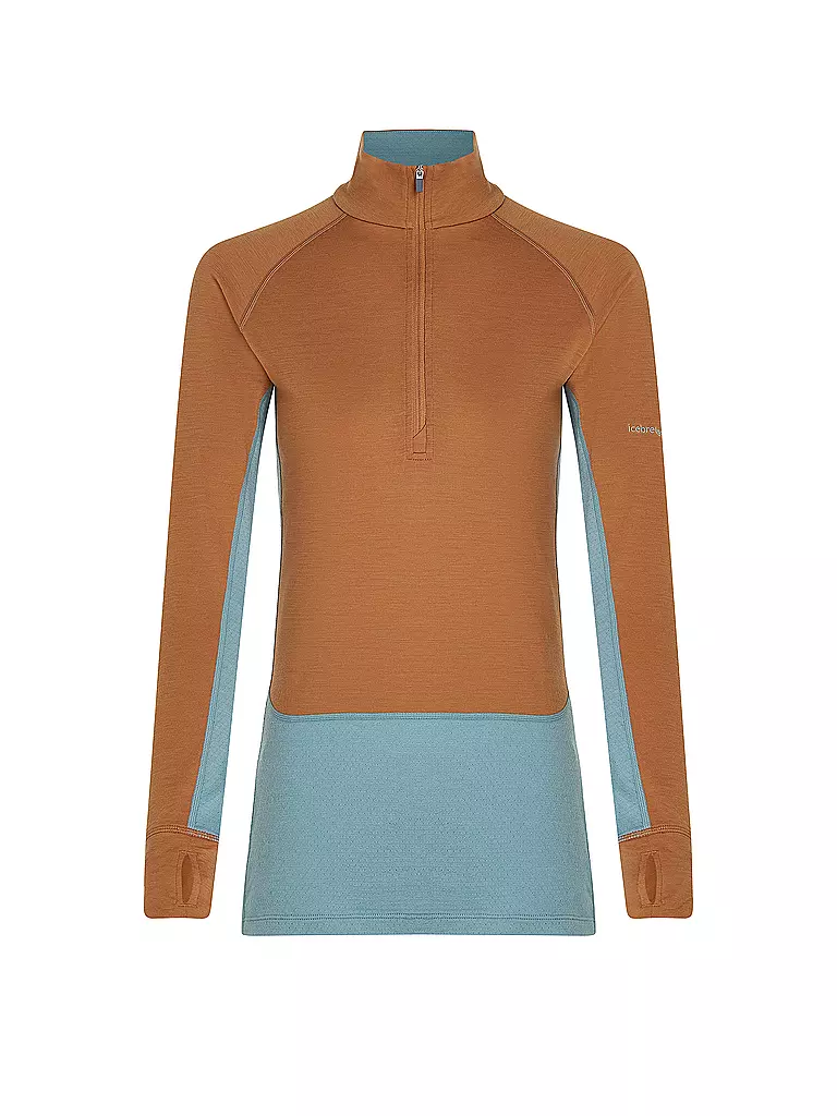 ICEBREAKER | Camiseta interior con cremallera para mujer 200 ZoneKnit™ Merino | Marrón claro