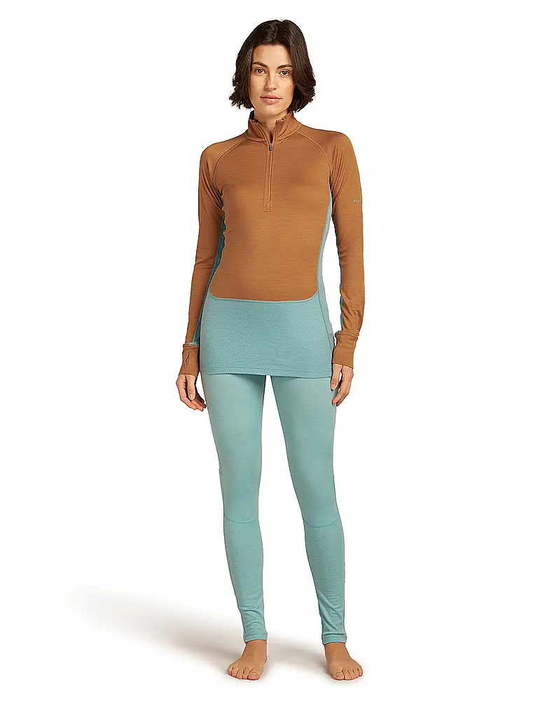 ICEBREAKER | Camiseta interior con cremallera para mujer 200 ZoneKnit™ Merino | Marrón claro