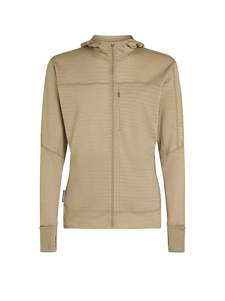 ICEBREAKER | Chaqueta polar para hombre Real Fleece 300 con capucha de merino | Beige