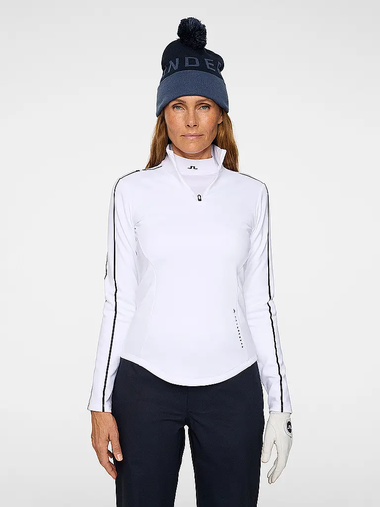 J.LINDEBERG | Camiseta interior con cremallera para mujer Nefe Quarter Zip Mid Layer | Blanco