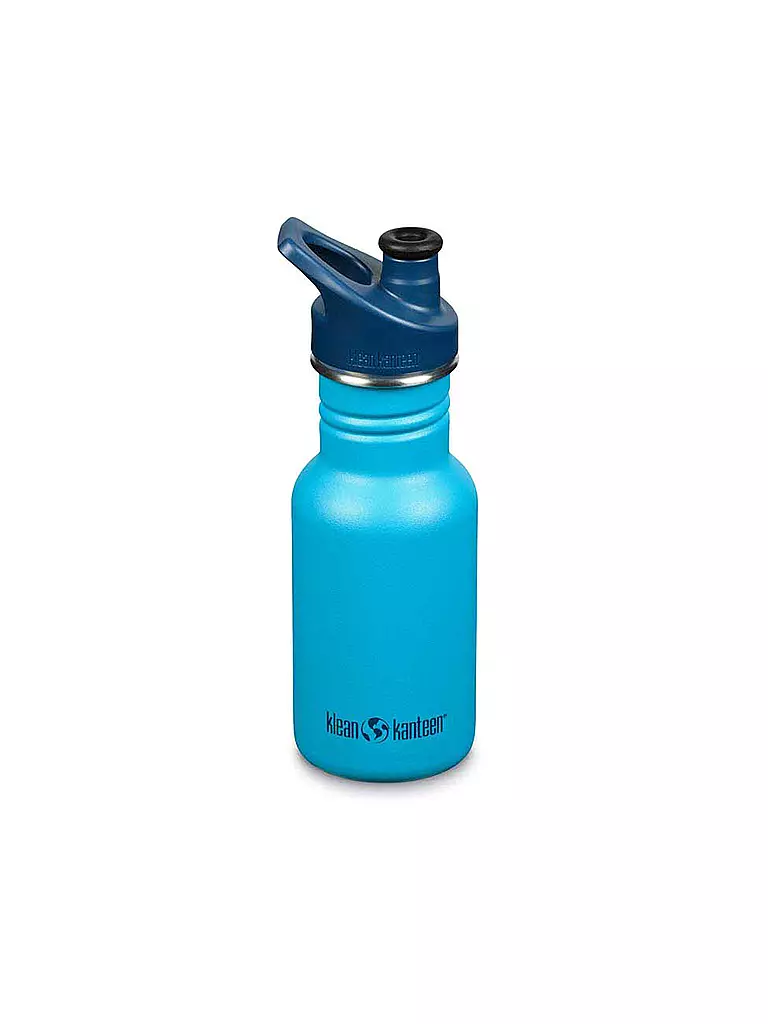 KLEAN KANTEEN | Botella de agua clásica de pared simple para niños de 12 oz (355 ml) con tapón deportivo | Azul