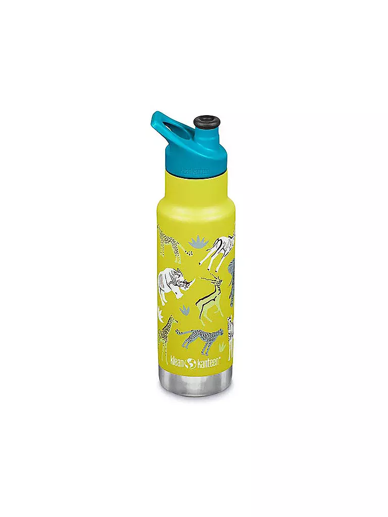 KLEAN KANTEEN | Botella de agua Classic Slim para niños de 12 oz (355 ml) con tapón deportivo | Amarillo