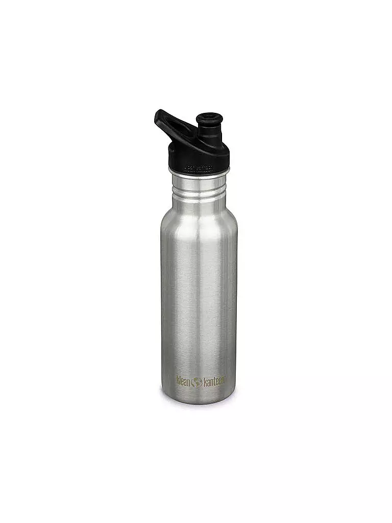 KLEAN KANTEEN | Botella de agua de acero inoxidable Classic 532ml Sport Cap Acero inoxidable cepillado | Plata