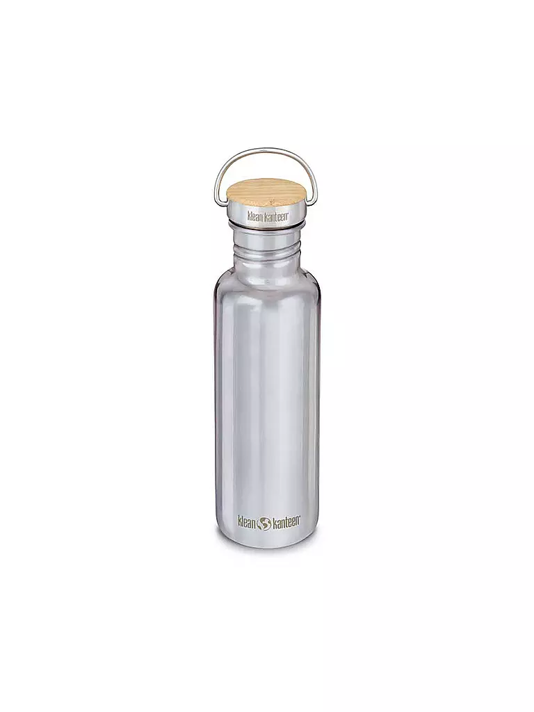 KLEAN KANTEEN | Botella de agua de acero inoxidable Reflect 800ml Tapa de rosca de bambú Acero inoxidable espejado | Plata