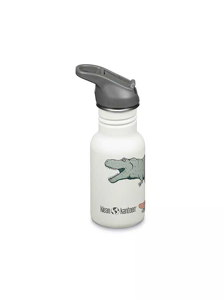KLEAN KANTEEN | Botella de agua para niños Flip Seal Sport Cap Wistraw 355ml | Blanco