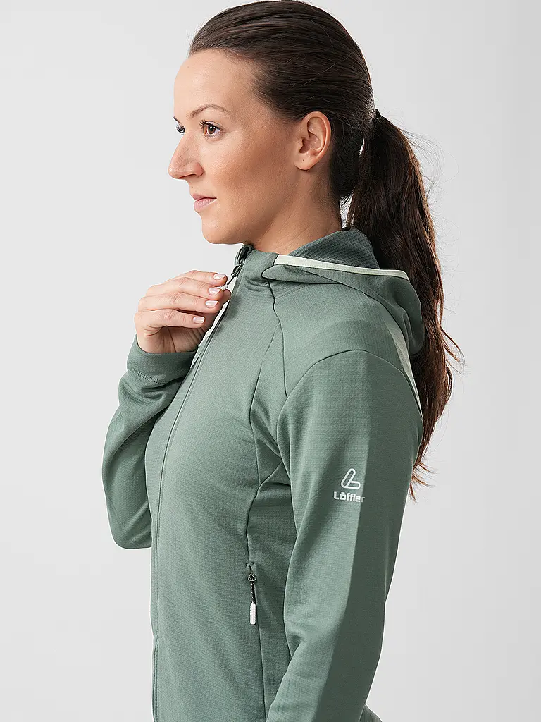LÖFFLER | Chaqueta polar de esquí de fondo Tech-Merino con capucha para mujer | 