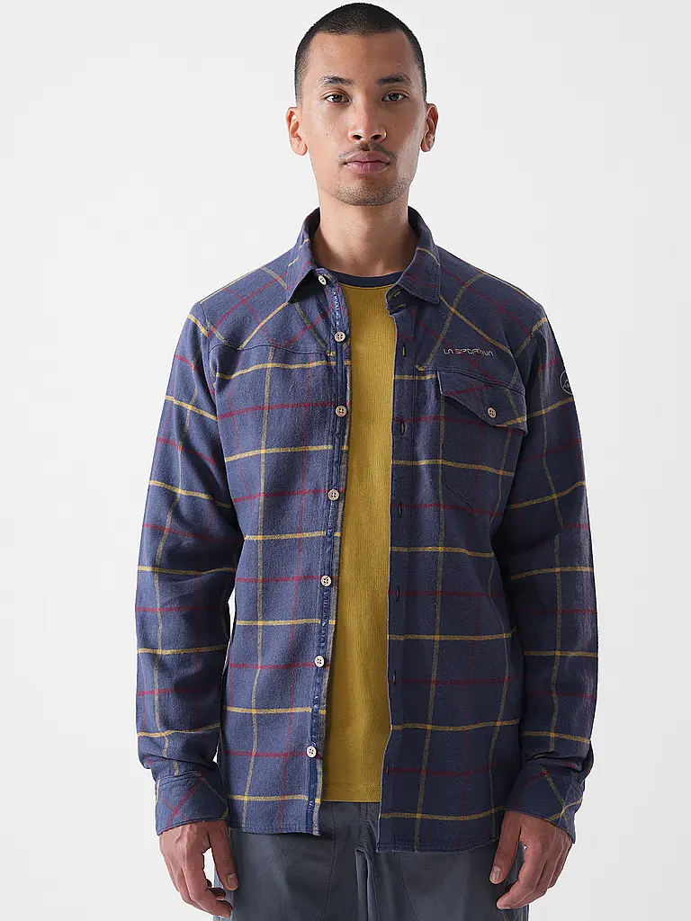 LA SPORTIVA | Camisa de escalada de franela Rambler para hombre | Azul oscuro