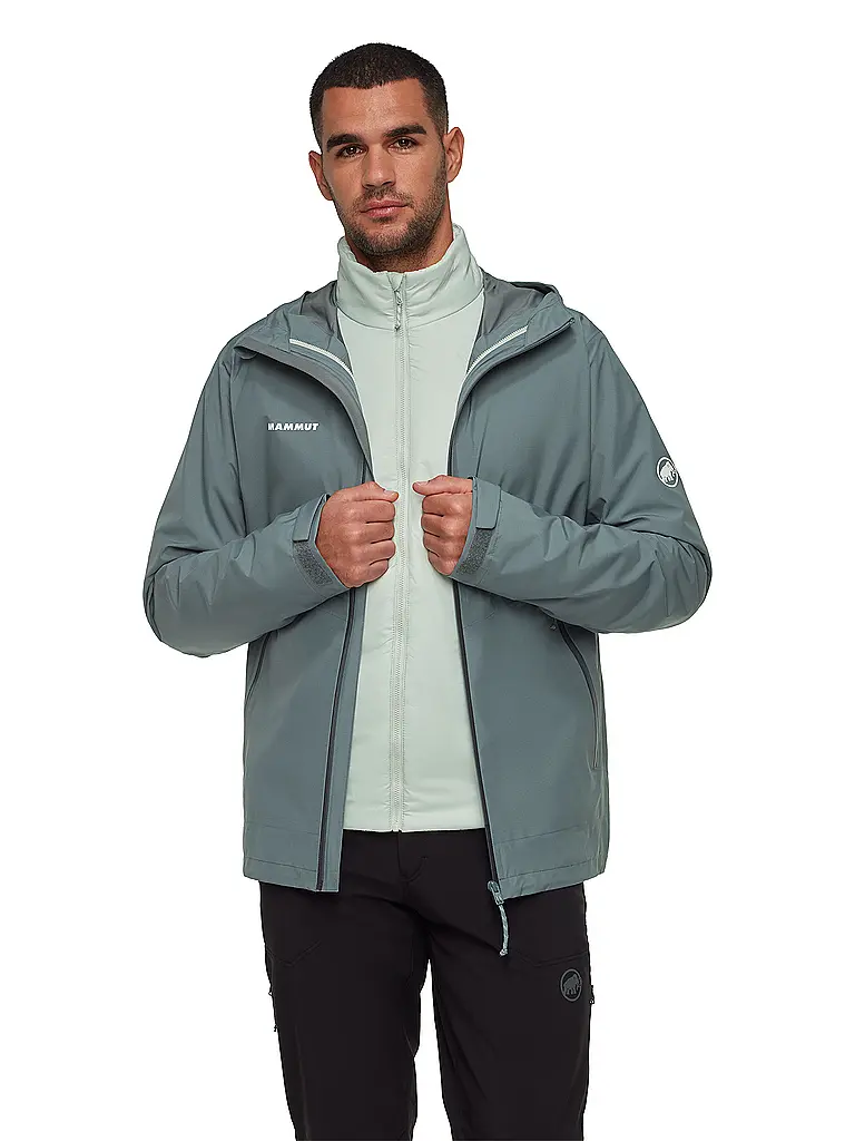 MAMMUT | Chaqueta de senderismo para hombre Alto Light 3 en 1 HS con capucha | Plata