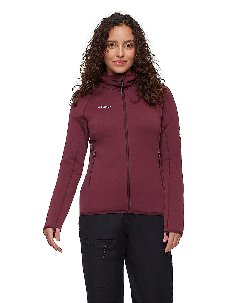 MAMMUT | Chaqueta polar de mujer Aconcagua Light ML con capucha | Rojo oscuro