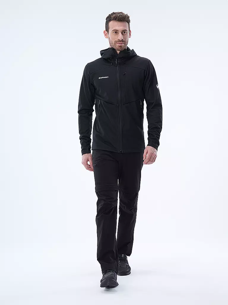MAMMUT | Chaqueta softshell Ultimate VII con capucha para hombre | Negro